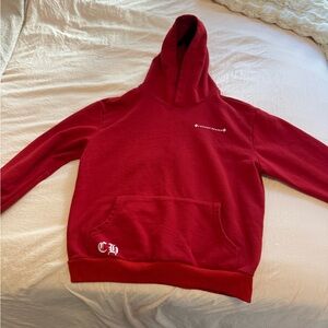Chrome Hearts Red Hoodie with White Label Detail